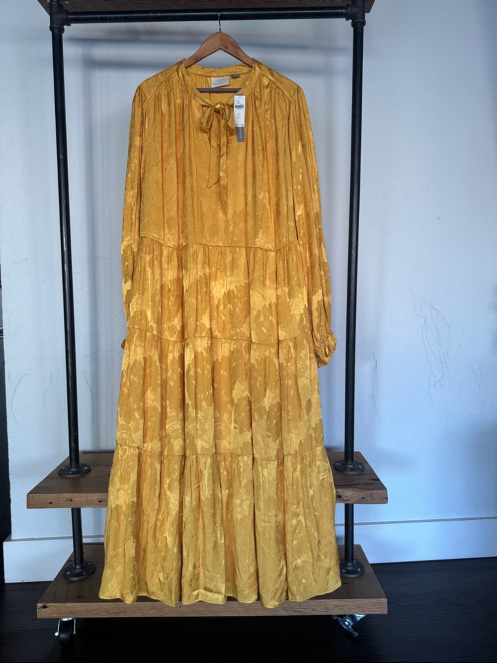 ANTHROPOLOGIE Maeve Tiered Yellow/Gold Maxi Dress  size 3X plus, - Picture 8 of 14